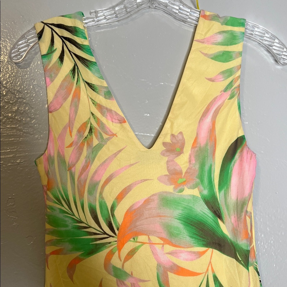 AFRM Tropical Sunset Bodycon Midi Dress Coastal Floral V-Neck Summer Vacation S - Picture 5 of 5